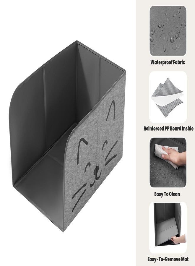 Beveetio Waterproof Cat Litter Box Enclosure Splash Guard, Foldable Cat Box Enclosure with Removable Mat & 2 Hooks for Scoop, Easy to Clean, Large Pee Shield for Litter Pan, 24"L X 16.14"W X 16.14"H - Image 5